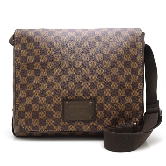 Louis Vuitton Damier Brooklyn MM Ebene Diagonal Shoulder Brown - Picture 1 of 8